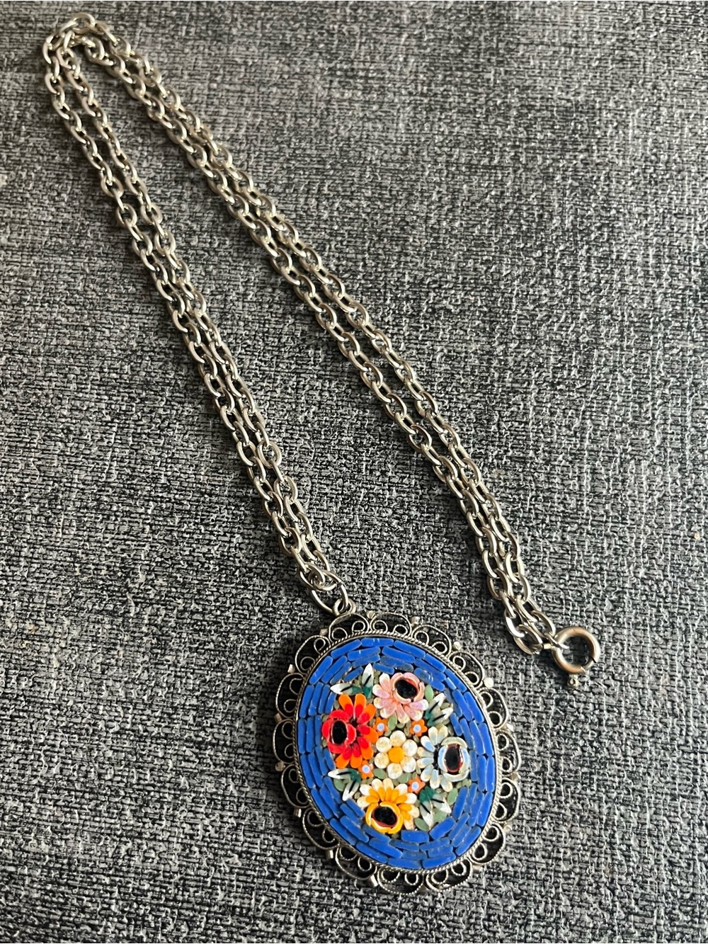 Vintage micro mosaic pendant